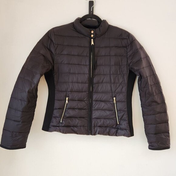 Zara Woman Down Jacket Black Quilted Puffed Coat Duck Down Feathers Women's XL - Picture 1 of 8